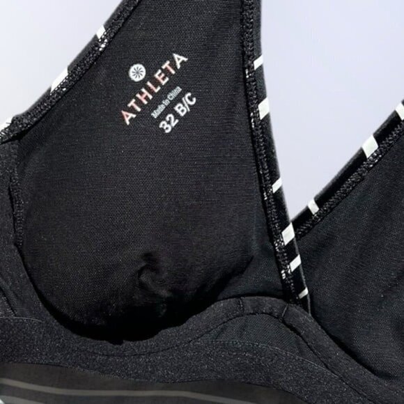 Athleta Encinitas Tara Halter Black & White Striped Swim Dress Size 32 B/C - Picture 8 of 9